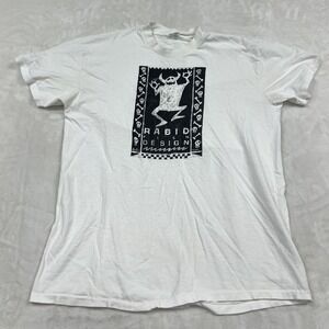 Stedman Rabid Fish‎ Design T-Shirt Mens XL White 1990 Vintagetoy machine sample?